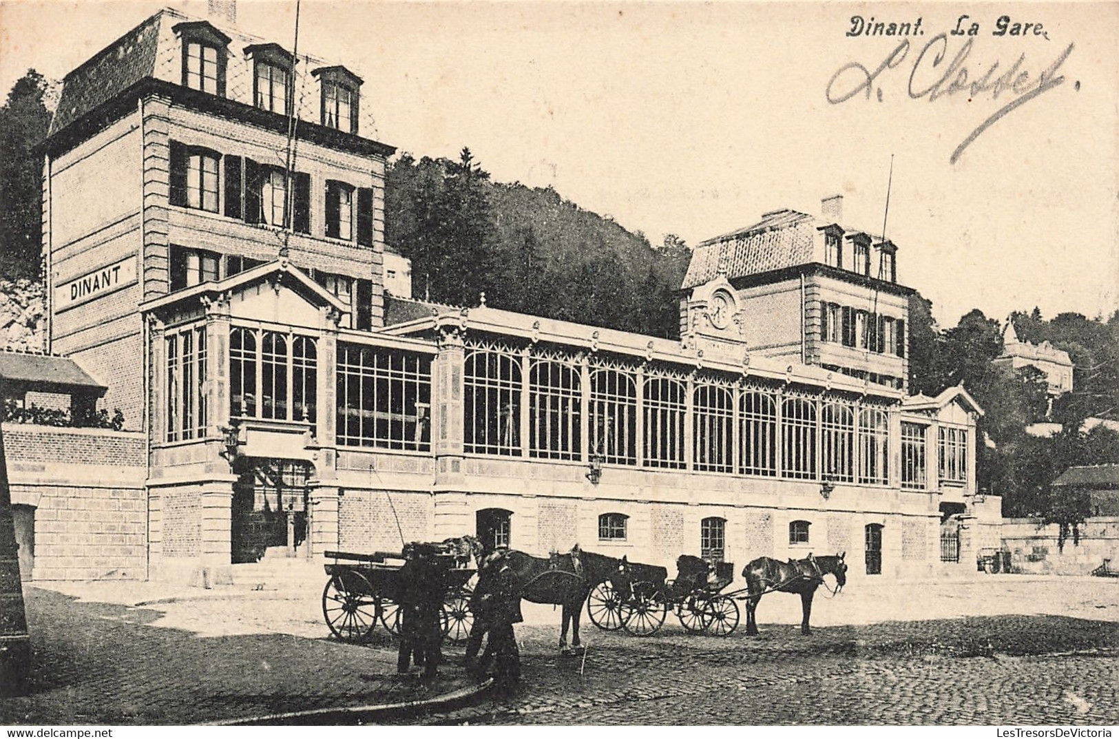 Belgique - Dinant - La Gare - Attelage - Animé - Oblitéré Dinant 1908 - Carte Postale Ancienne - Dinant