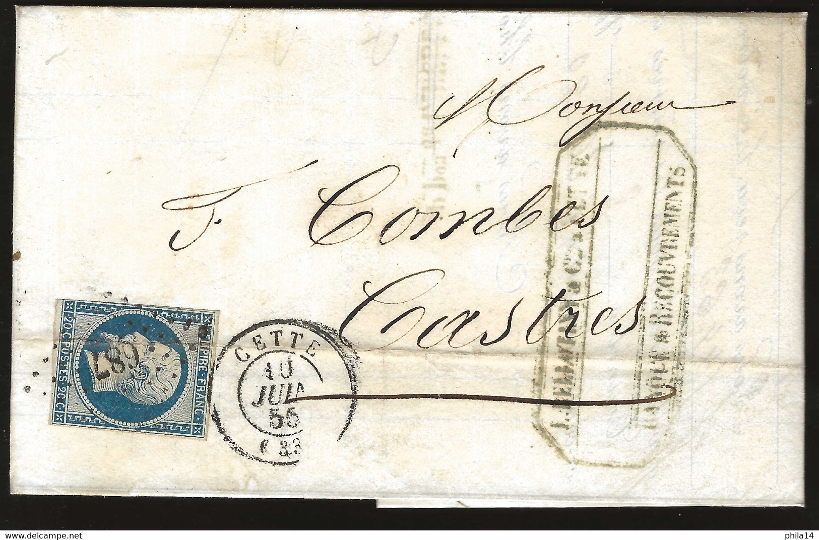 Lettre Ancienne Avec Cachet De Taxe 30 - Vals 1856 - Destination La Palud - Second Empire