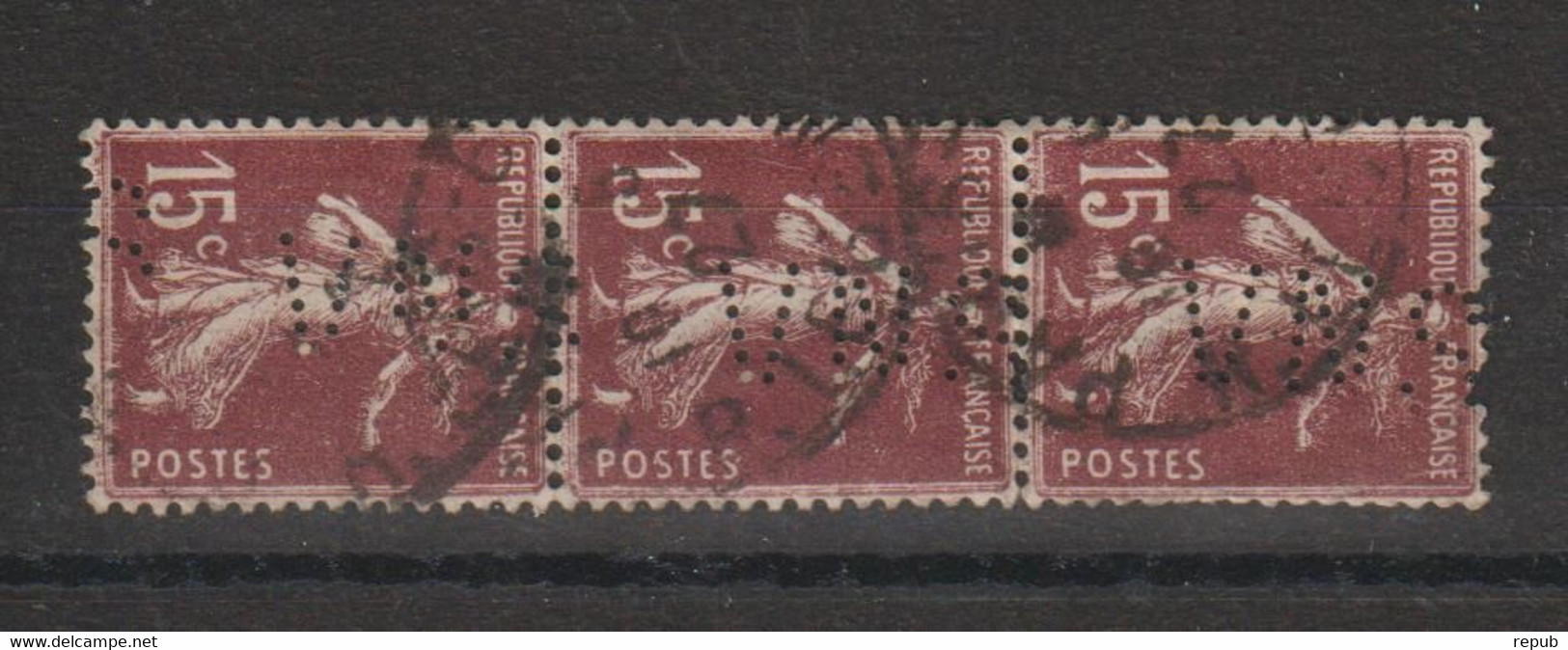 France Perforé Ancoper VNS 38 En Bande Verticale - Used Stamps