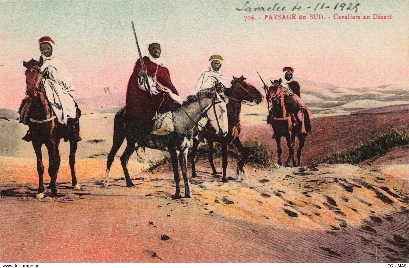 ALGERIE - S09039 - Paysage Du Sud - Cavaliers Au Désert - Cachet Militaire ? - L1 - Hommes