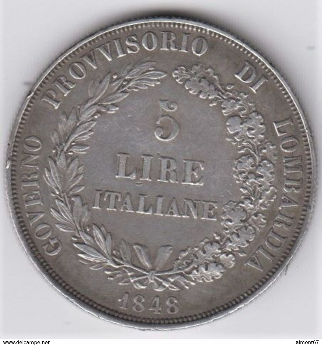 LOMBARDIA - 5 Lire  1848 M - Lombardie-Vénétie