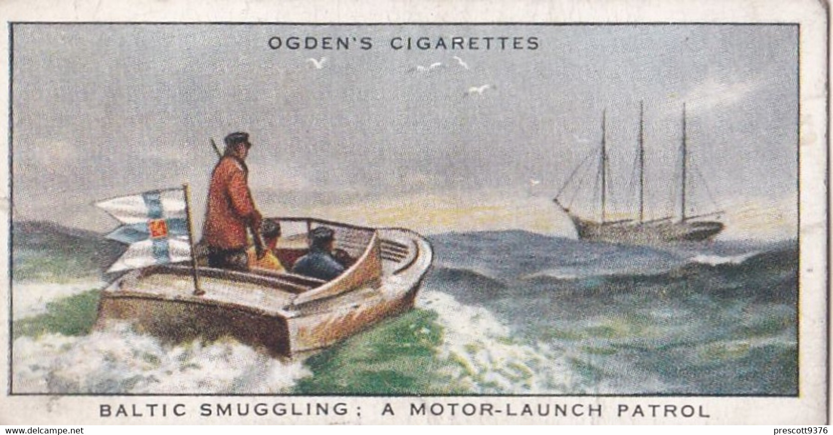 Smugglers & Smuggling 1932  - 48 Baltic Smuggling, Motor Launch -  Ogdens Original Cigarette Card - - Ogden's