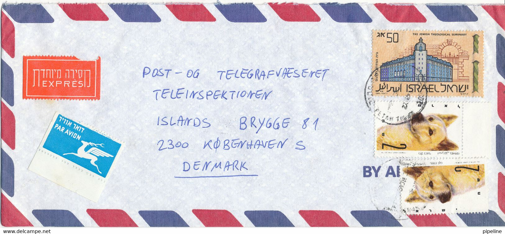 Israel Express Air Mail Cover Sent To Denmark 27-8-1987 Topic Stamps - Poste Aérienne