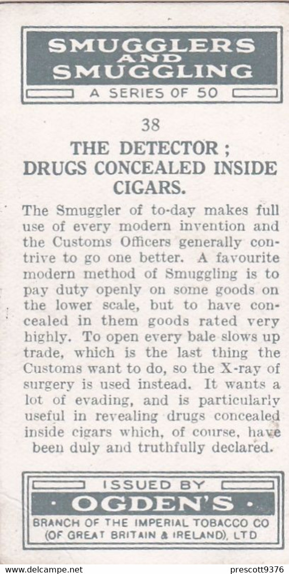 Smugglers & Smuggling 1932  - 38 The Detector -  Ogdens Original Cigarette Card - - Ogden's