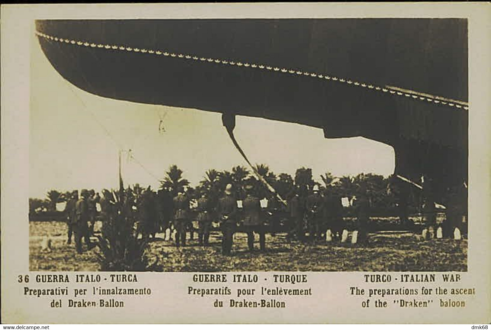 LIBIA / LYBIA - ITALY / TURKEY WAR - DRAKEN BALLON / PREPARATIVI DEL DRAKEN BALLON -  RPPC POSTCARD 1910s (11845) - Libia