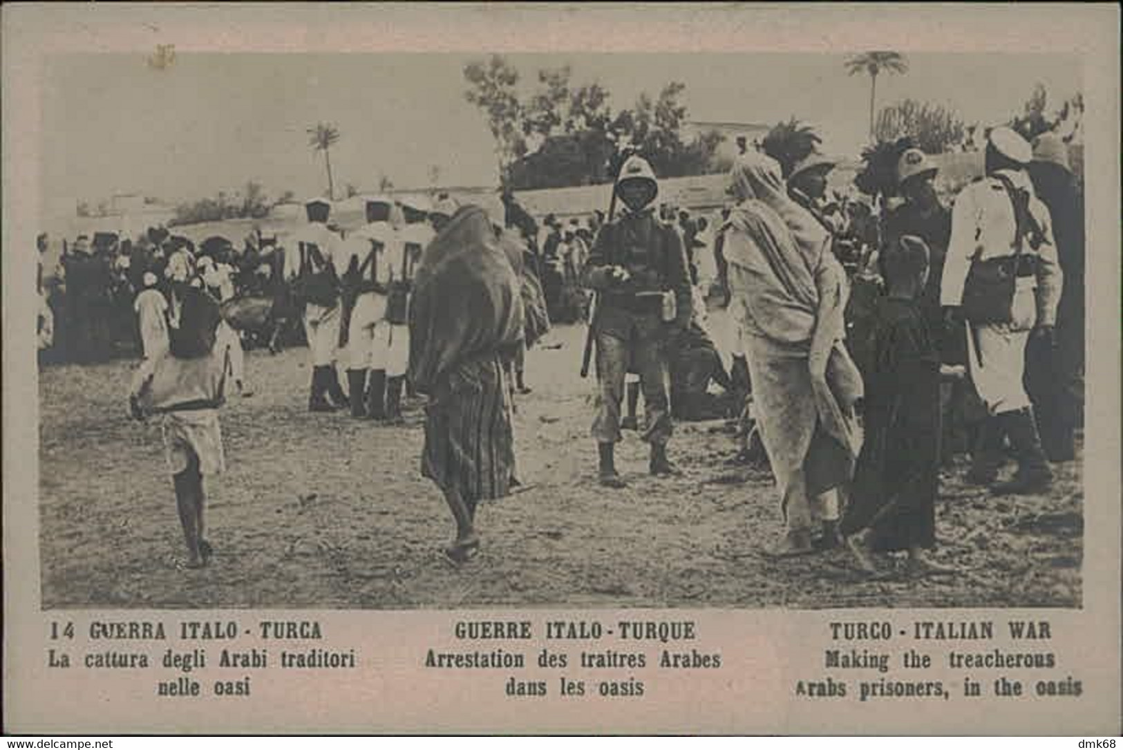 LIBIA / LYBIA - ITALY / TURKEY WAR - ARABS PRISONERS / CATTURA DEGLI ARABI TRADITORI -  RPPC POSTCARD 1910s (11849) - Libia