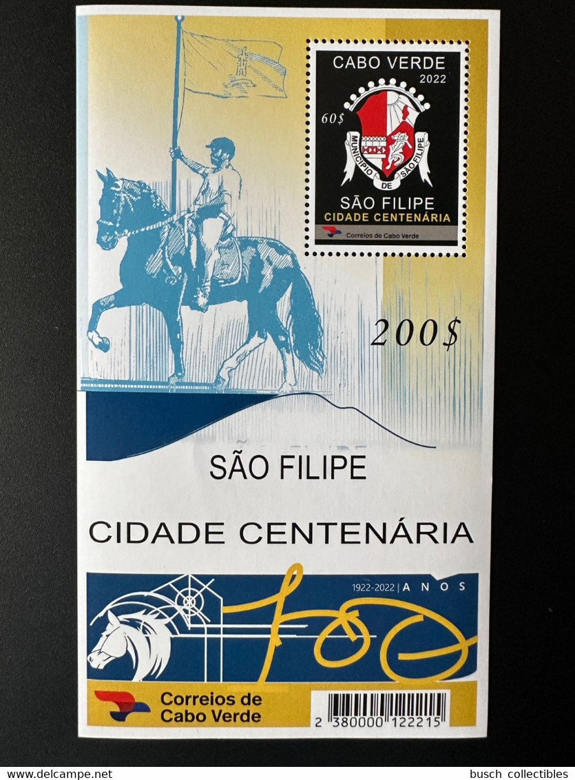 Cape Kap Cabo Verde 2022 Mi. ? S/S Block Sao Filipe Cidade Centenaria Cheval Horse Pferd 1922 MNH - Cavalli