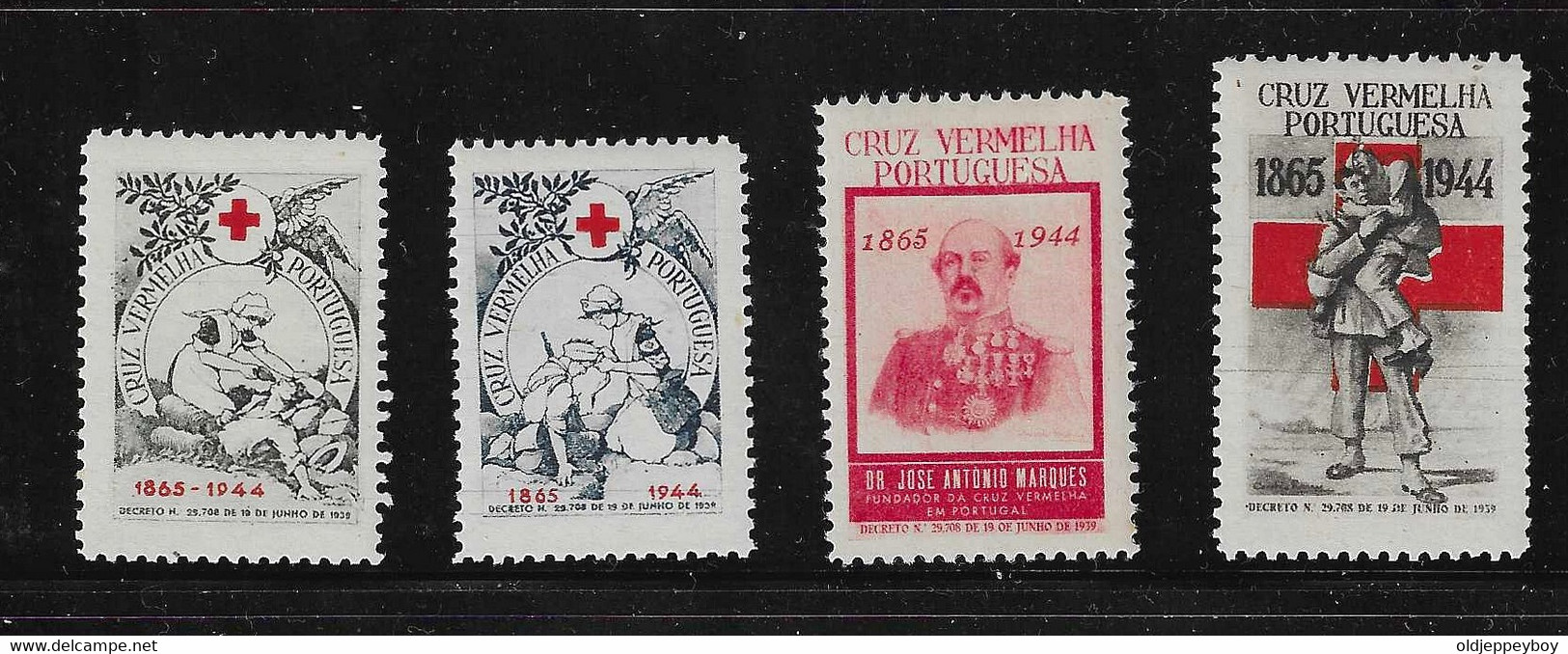 1945 PORTUGAL VIGNETTE RED CROSS CROIX ROUGE JOSE ANTONIO MARQUES DESENHOS DIVERSOS CRUZ VERMELHA PORTUGUESA MNH** - Rode Kruis