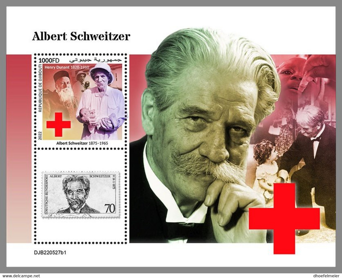 DJIBOUTI 2022 MNH Albert Schweitzer S/S I - OFFICIAL ISSUE - DHQ2305 - Albert Einstein