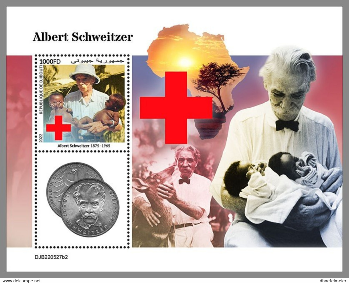 DJIBOUTI 2022 MNH Albert Schweitzer S/S II - OFFICIAL ISSUE - DHQ2305 - Albert Einstein