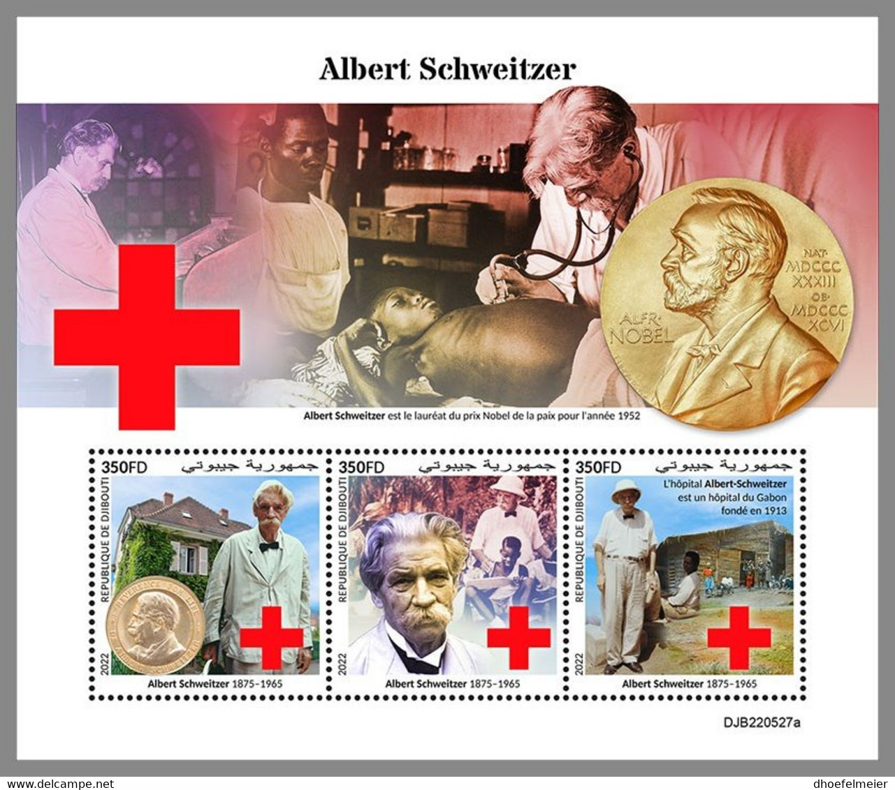 DJIBOUTI 2022 MNH Albert Schweitzer M/S - IMPERFORATED - DHQ2305 - Albert Einstein