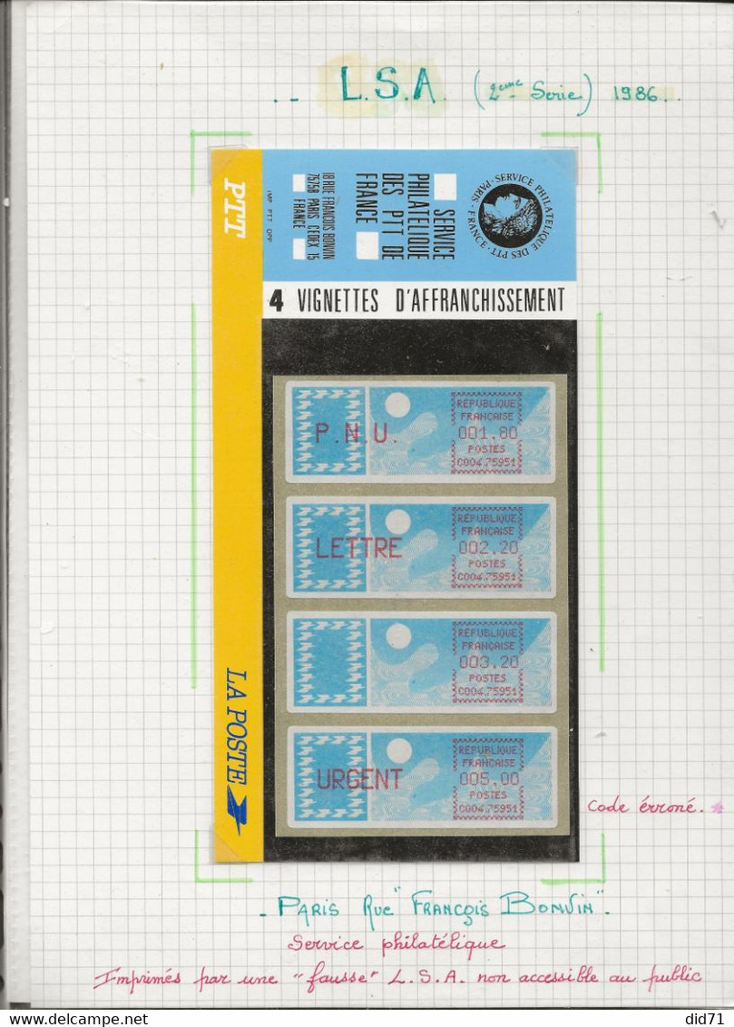 Vignette LSA - Service Philatélique - Paris  0475951 - 1981-84 LS & LSA Prototipos