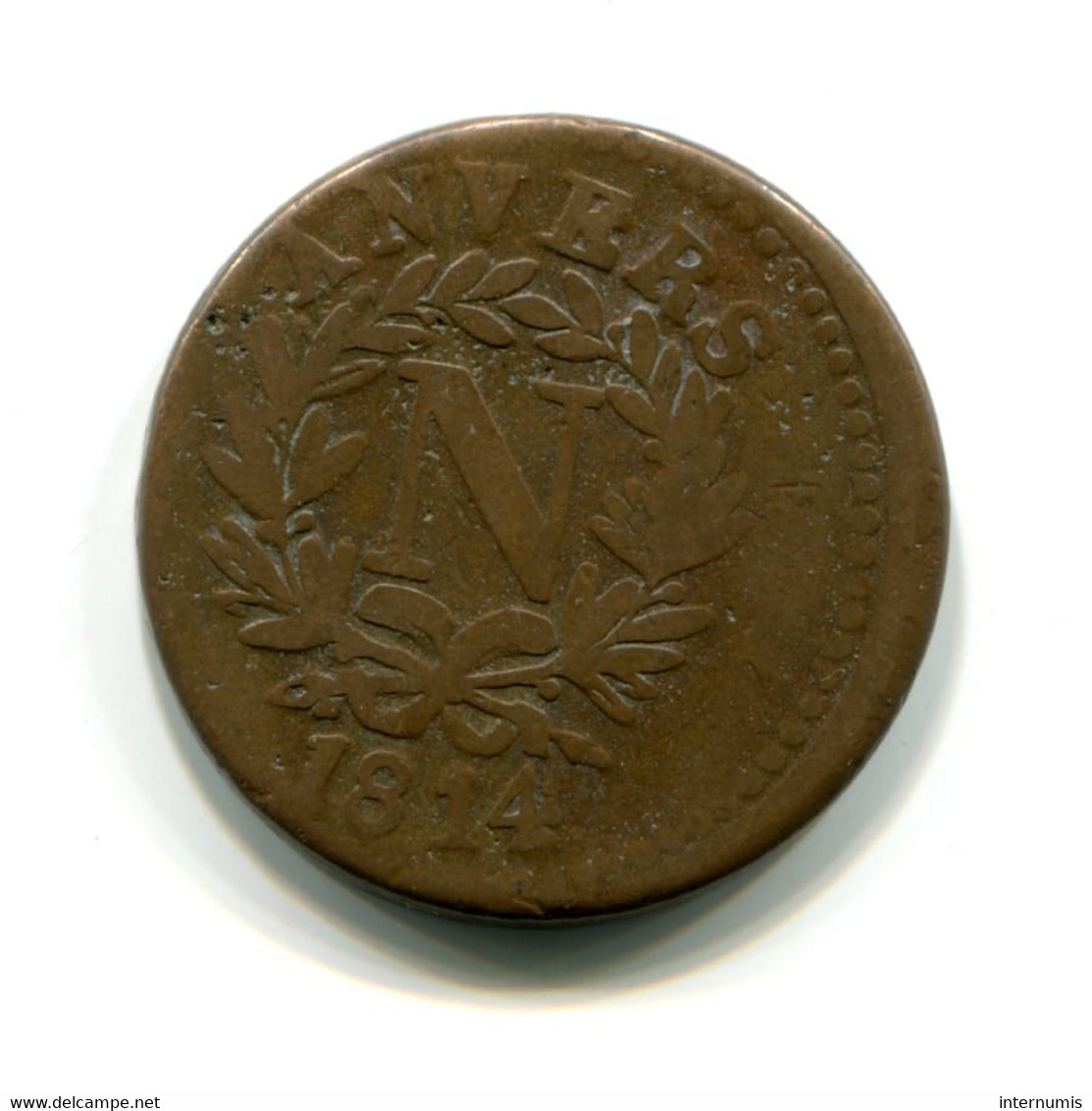 Belgique / Belgium, 5 Centimes, 1814, Siege D'Anvers - Napoléon, Bronze, ,KM#2, F.115?, G.129d, COL.11 - 1814 Siege Of Antwerp