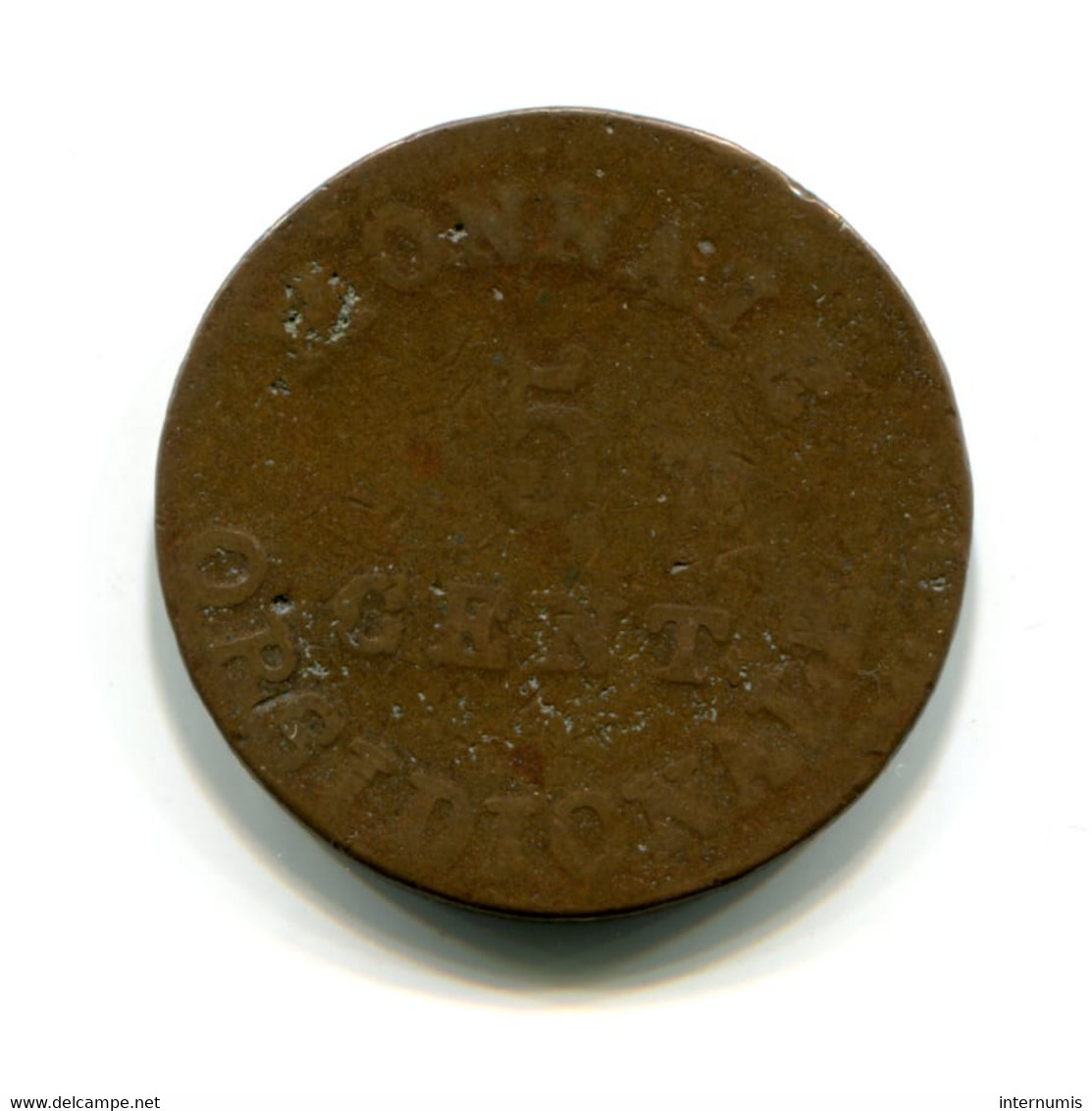 Belgique / Belgium, 5 Centimes, 1814, Siege D'Anvers - Napoléon, Bronze, ,KM#2, F.115?, G.129d, COL.11 - 1814 Asedio De Amberes