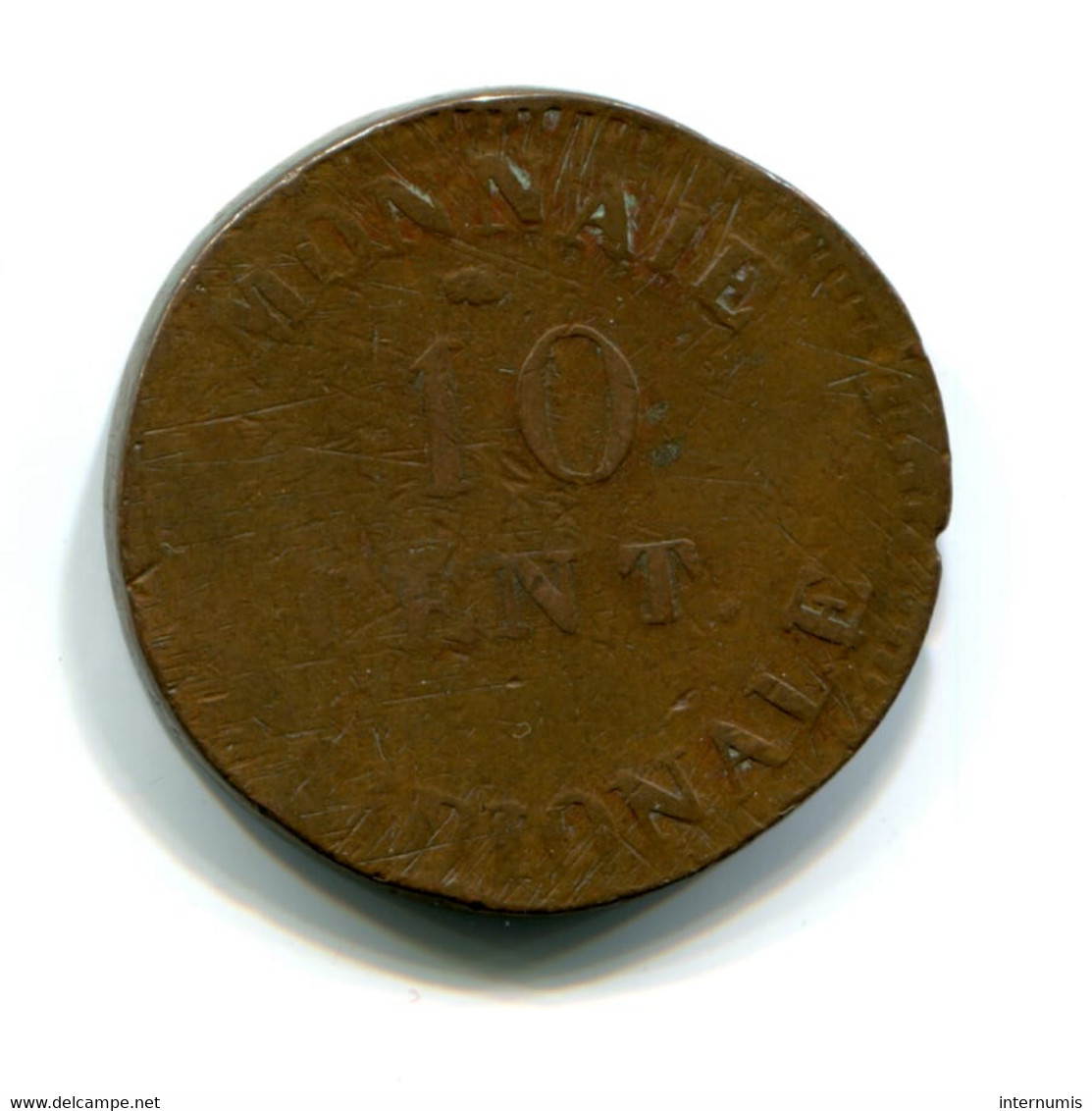 Belgique / Belgium, 10 Centimes, 1814, Siege D'Anvers- Napoléon,Bronze, WOLSCHOT,TB(VF),KM#5,F.130A/2,G.191a,COL.2b - 1814 Beleg Van Antwerpen