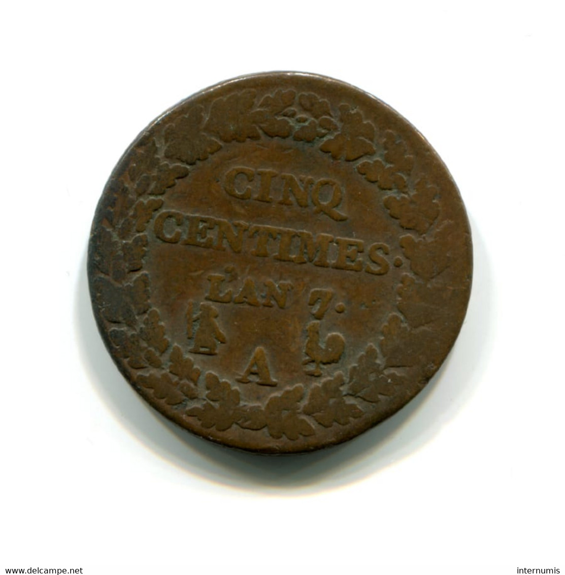 France, 5 Centimes, An 7/5-A, Dupre, Cuivre/Copper, Paris, TB (VF), KM#640, F.115/33, G.126 - 1795-1799 Directoire (An IV – An VIII)