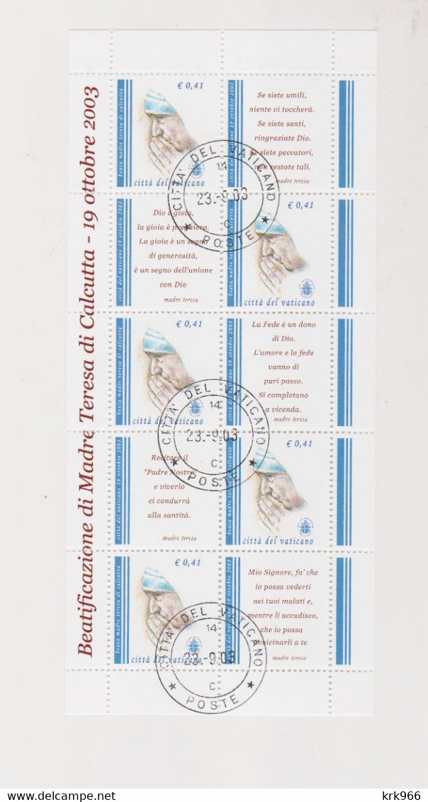 VATICAN 2003  Sheet Used - Usados