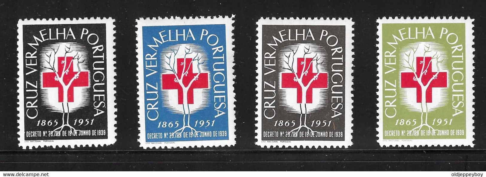 1951 PORTUGAL VIGNETTE RED CROSS CROIX ROUGE TIPO "ARVORE" TREE CRUZ VERMELHA PORTUGUESA MINT - Croce Rossa