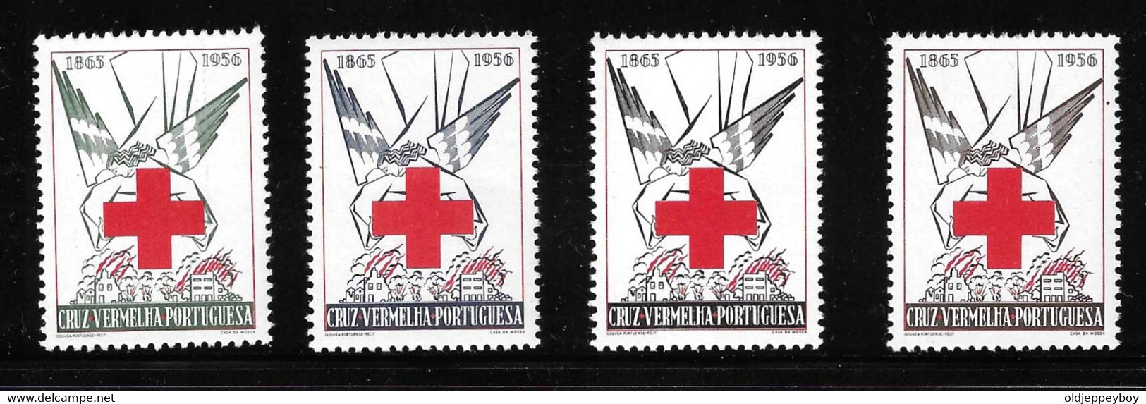 1956 PORTUGAL VIGNETTE RED CROSS CROIX ROUGE TIPO "TRANSPORTE POR ANJO" CRUZ VERMELHA PORTUGUESA MINT - Croce Rossa