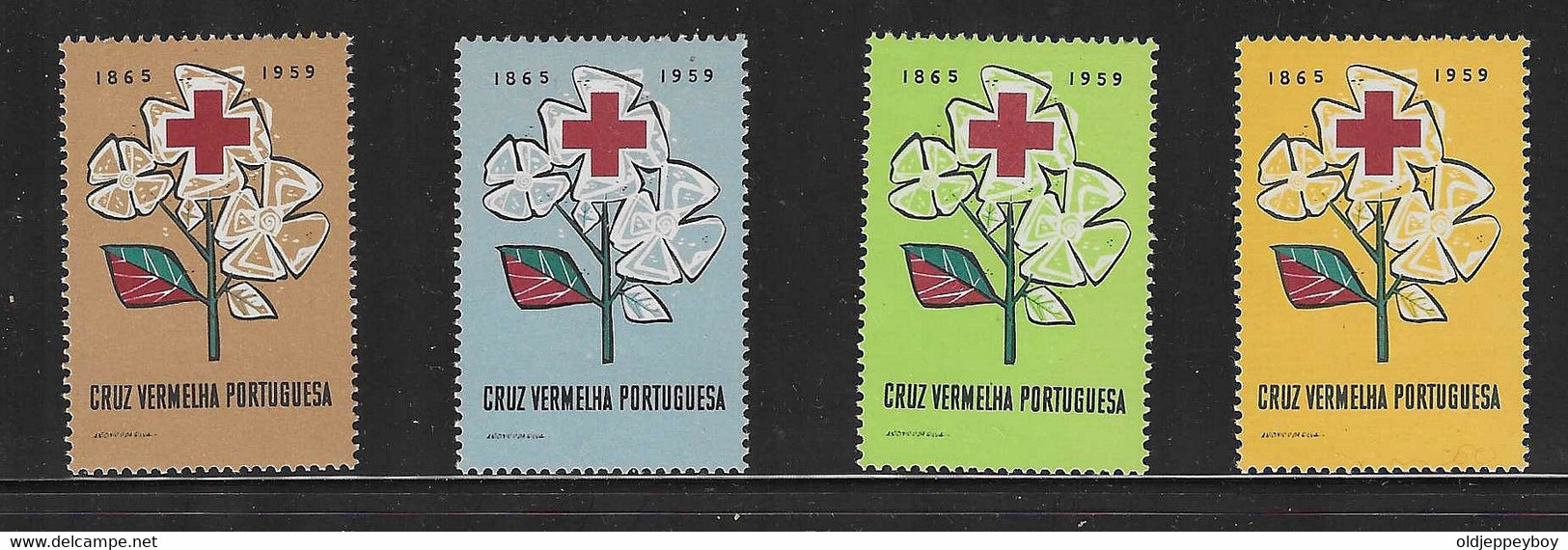 1959 PORTUGAL VIGNETTE RED CROSS CROIX ROUGE TIPO "RAMO" TREE BRANCH CRUZ VERMELHA PORTUGUESA MINT - Croix-Rouge