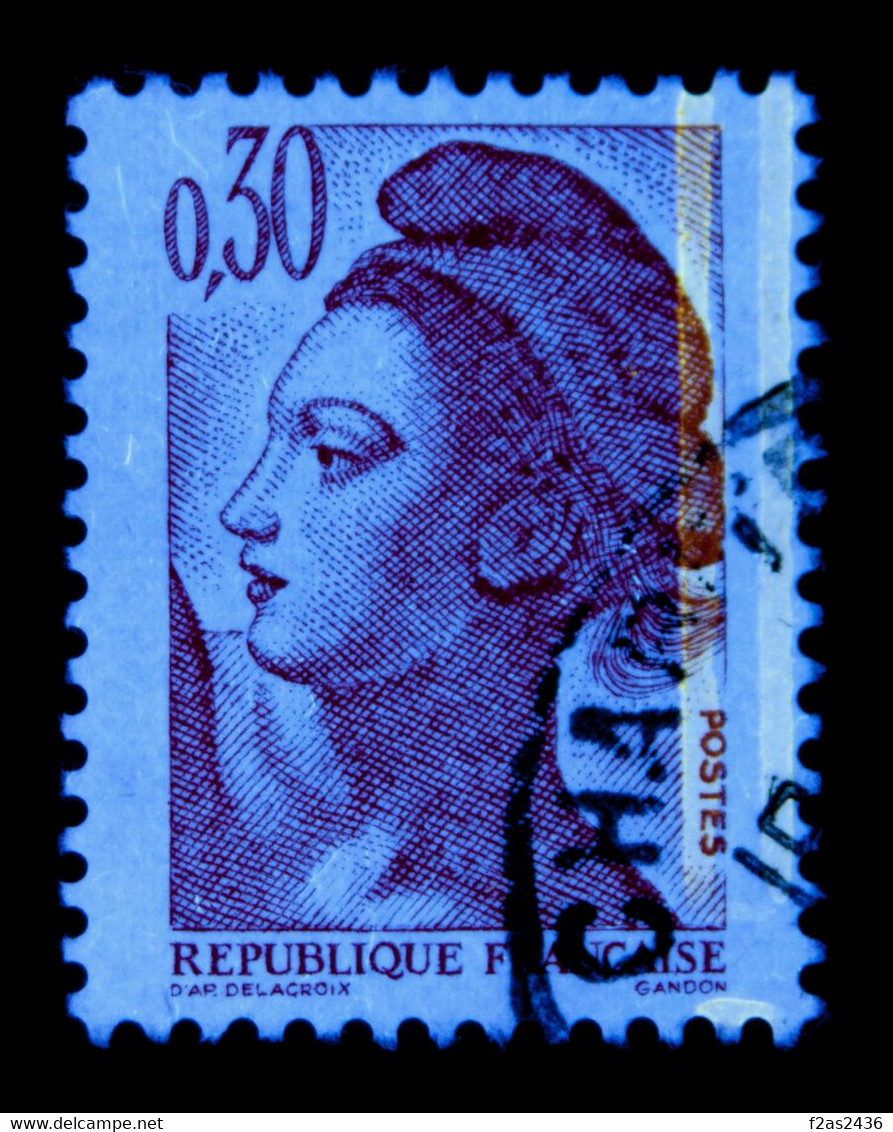 1982 Liberté De Gandon 30c.orange YT 2182 - Variété Bande Phosphore Dédoublée - Usati