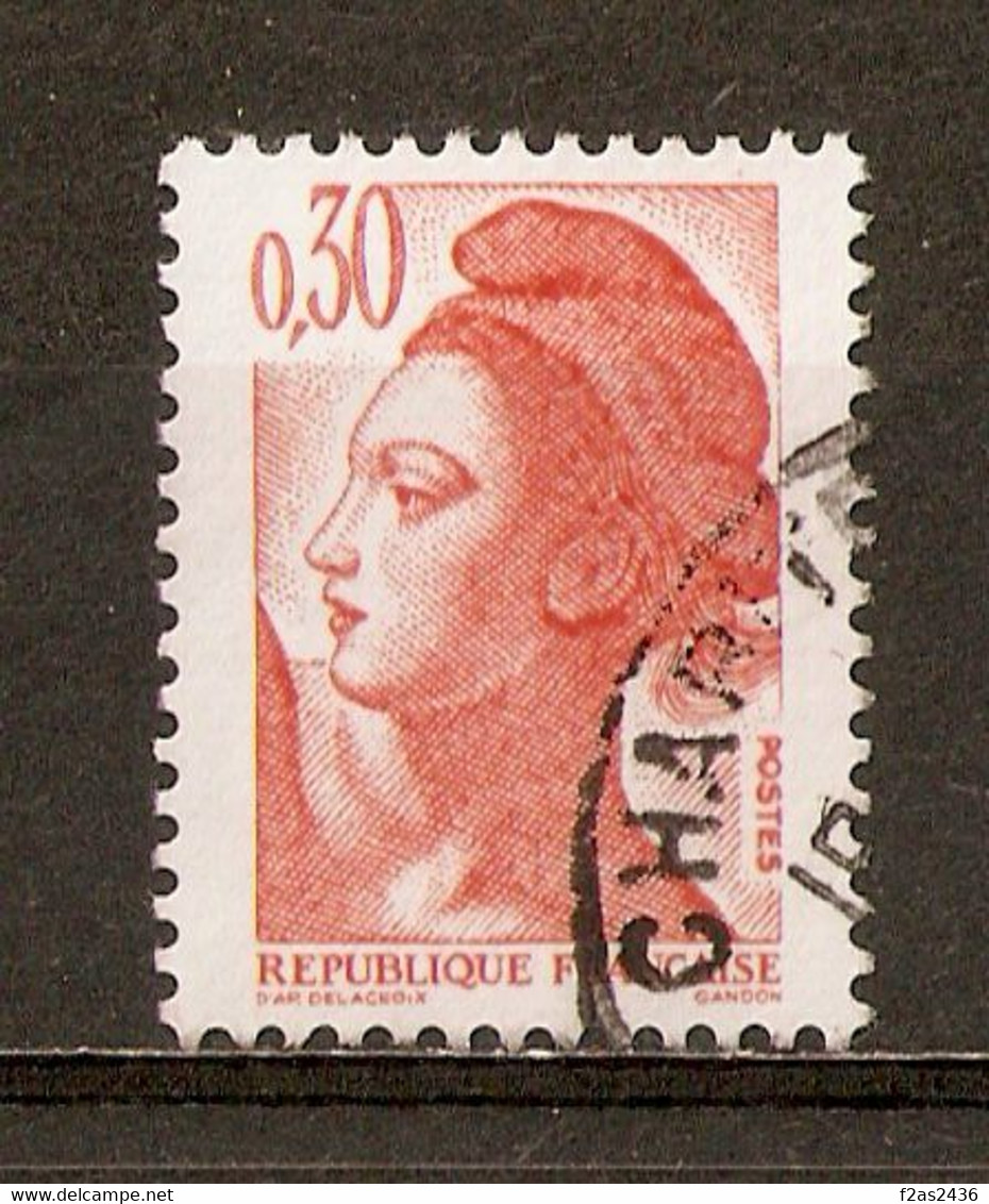 1982 Liberté De Gandon 30c.orange YT 2182 - Variété Bande Phosphore Dédoublée - Usati