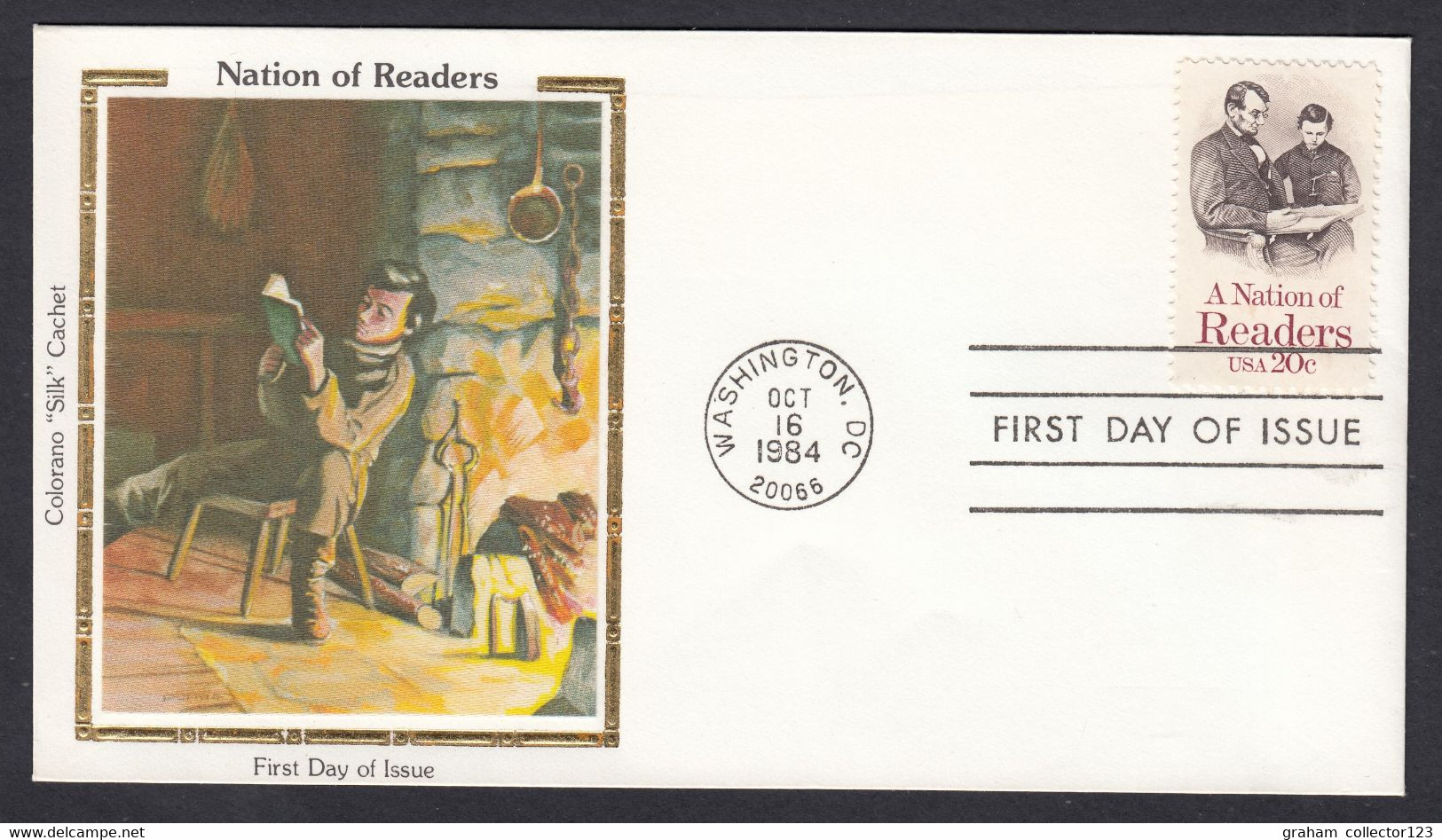 1984 Colorano "Silk" Cachet USA Cover A Nation Of Readers Washington DC First Day Of Issue Cachet FDC First Day Cover - 1981-1990