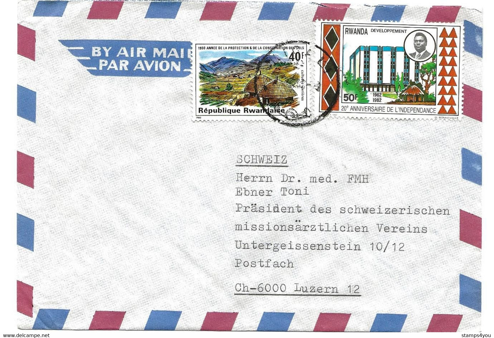 242 - 31 - Enveloppe Envoyée De  Rwanda En Suisse - Lettres & Documents