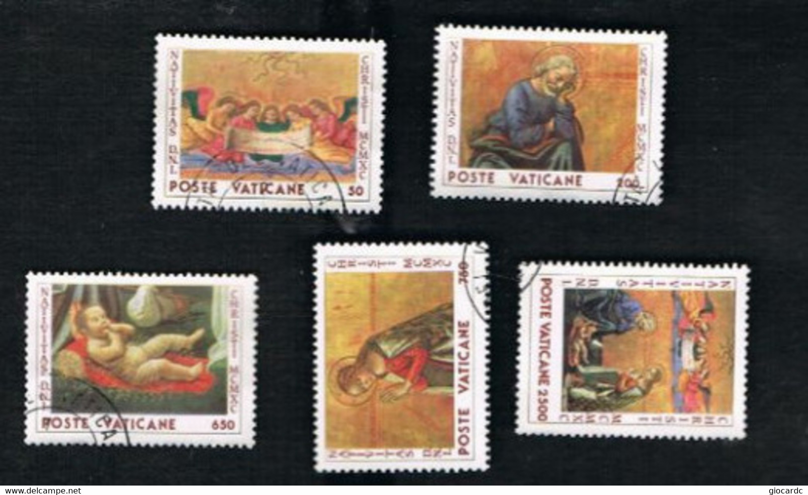 VATICANO - VATICAN - UN 896.900  - 1990 NATALE (COMPLET SET OF 5)      - (USED°) - Usados