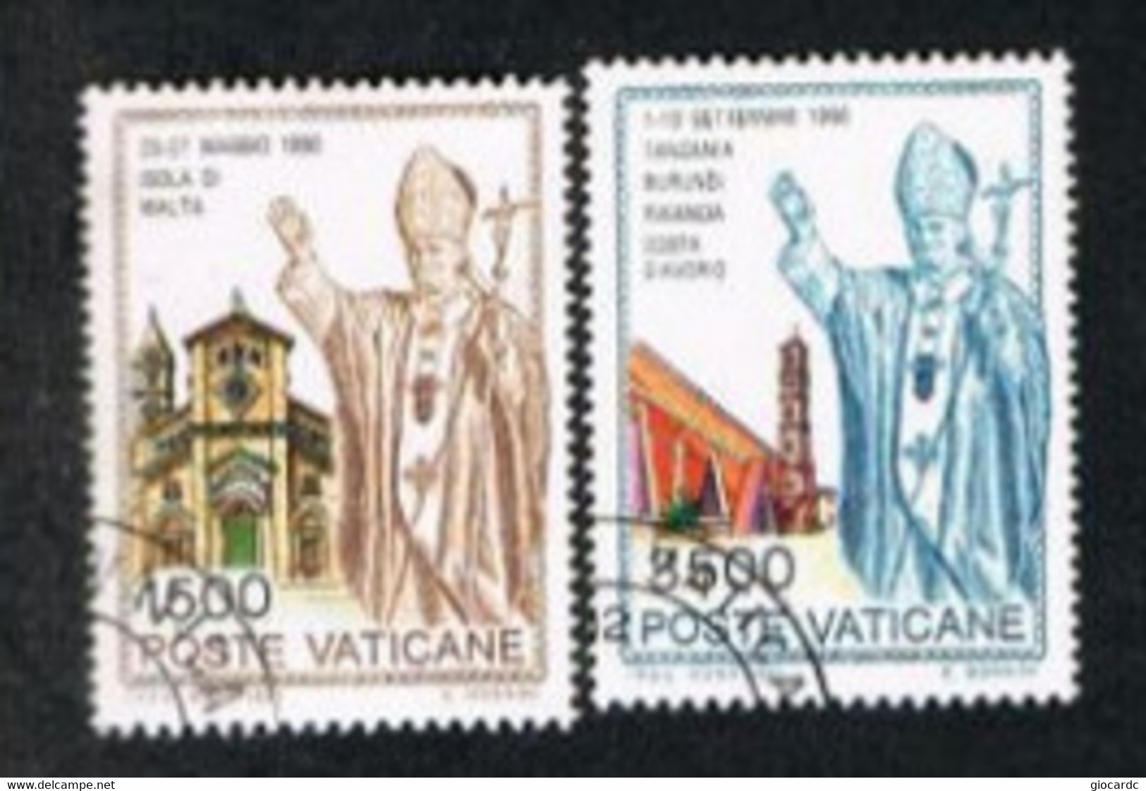 VATICANO - VATICAN - UN 927.928  - 1991 VIAGGI DEL PAPA NEL 1990      - (USED°) - Usados