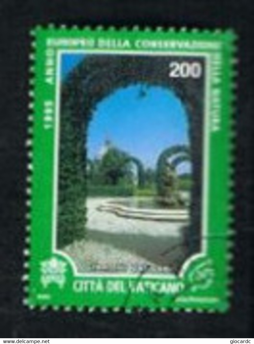 VATICANO - VATICAN - UN 1017  - 1995 ANNO EUROPEO DELLA NATURA:  GIARDINI VATICANI     - (USED°) - Oblitérés