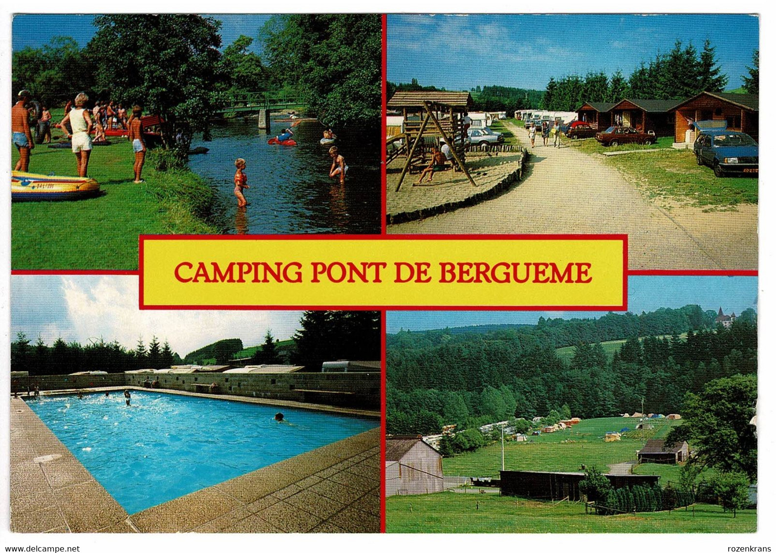 TENNEVILLE CAMPING PONT DE BERGUEME Province De Luxembourg CPA RARE GRAND FORMAT - Tenneville