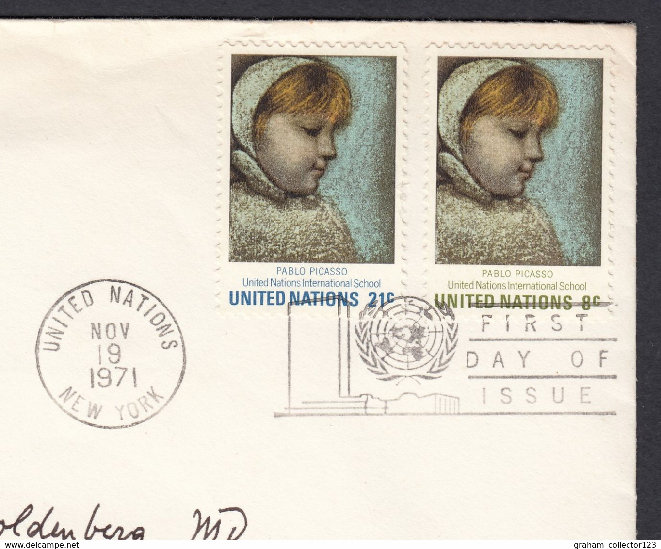 1971 United Nations New York Plain First Day Cover Displaying Pablo Picasso Art Stamps To Binghamton NY - Covers & Documents