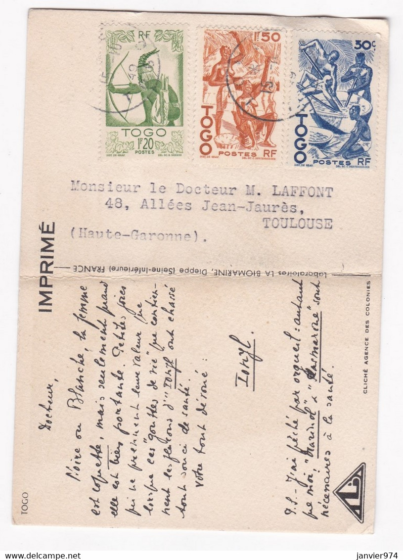 CPA 1949 , Togo , Femme Au Seins Nus , Pour Toulouse. - Togo