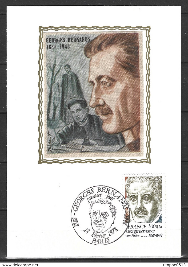 FRANCE. N°1987 Sur Carte Maximum De 1978. Georges Bernanos. - Ecrivains