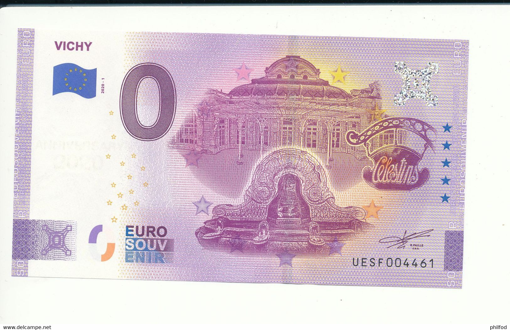 Billet Touristique 0 Euro - VICHY - UESF - 2020-1 - ANNIV - N° 4461 - Autres & Non Classés