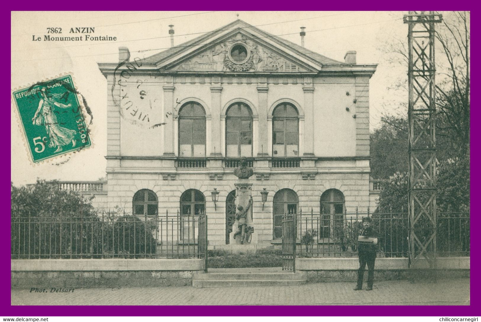 * ANZIN - Monument Fontaine - Cours De Dessin Industriel - Facteur - Convoyeur VIEUX CONDE à SOMAIN 1912 - DELSART - Anzin