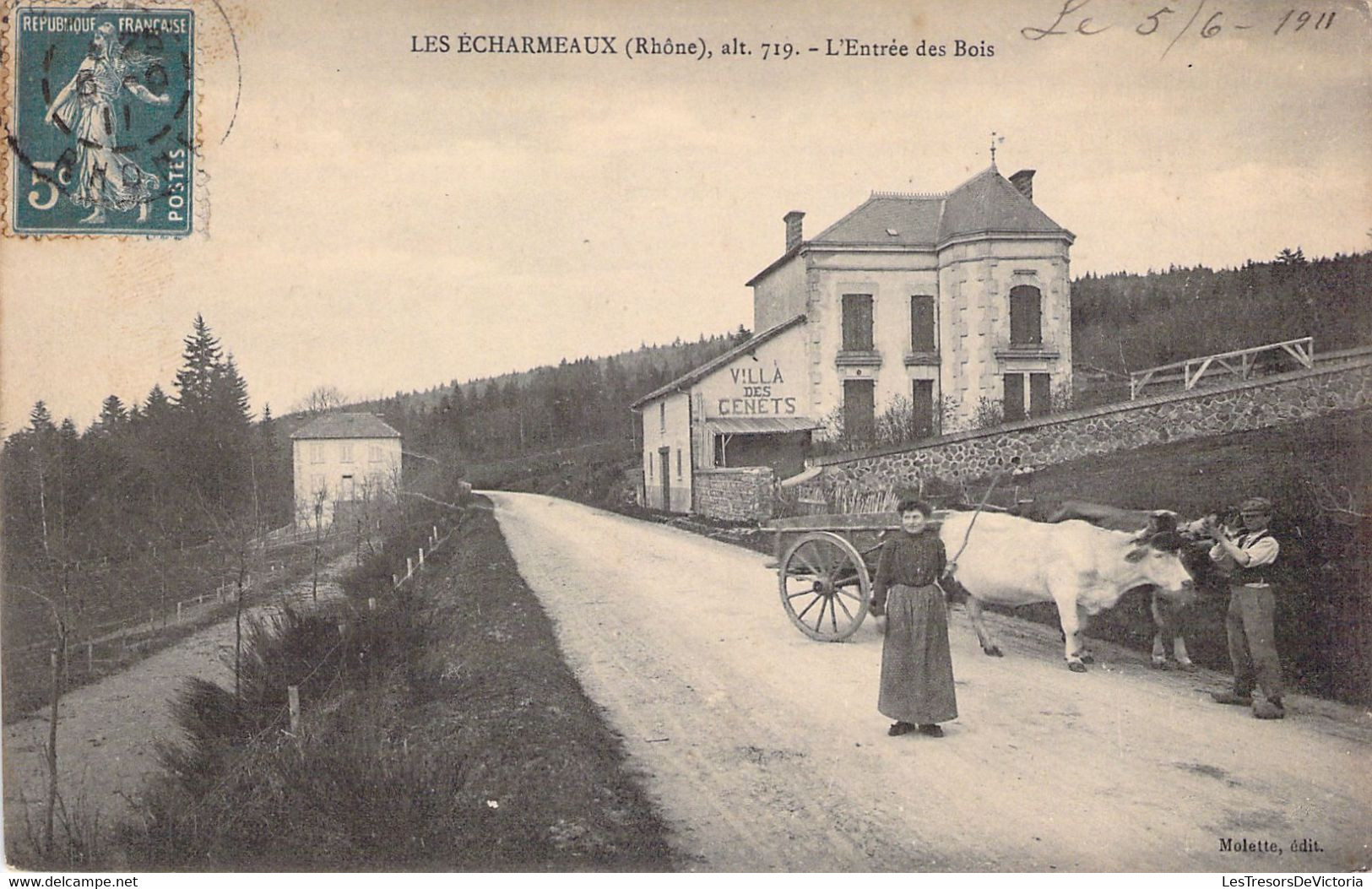 FRANCE - 69 - LES ECHARMEAUX - L'entrée Des Bois - Elevage -- Carte Postale Ancienne - Andere & Zonder Classificatie