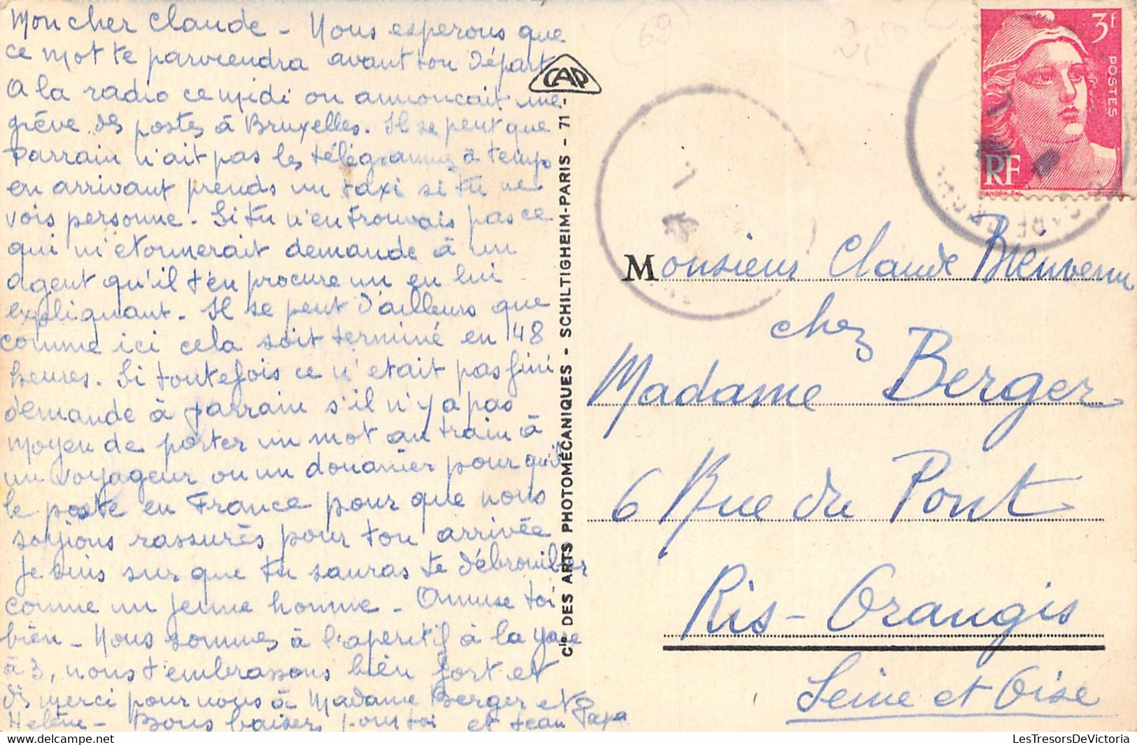 FRANCE - 69 - VILLEFRANCHE SUR SAONE - Rue Nationale - Voiture - Carte Postale Ancienne - Villefranche-sur-Saone