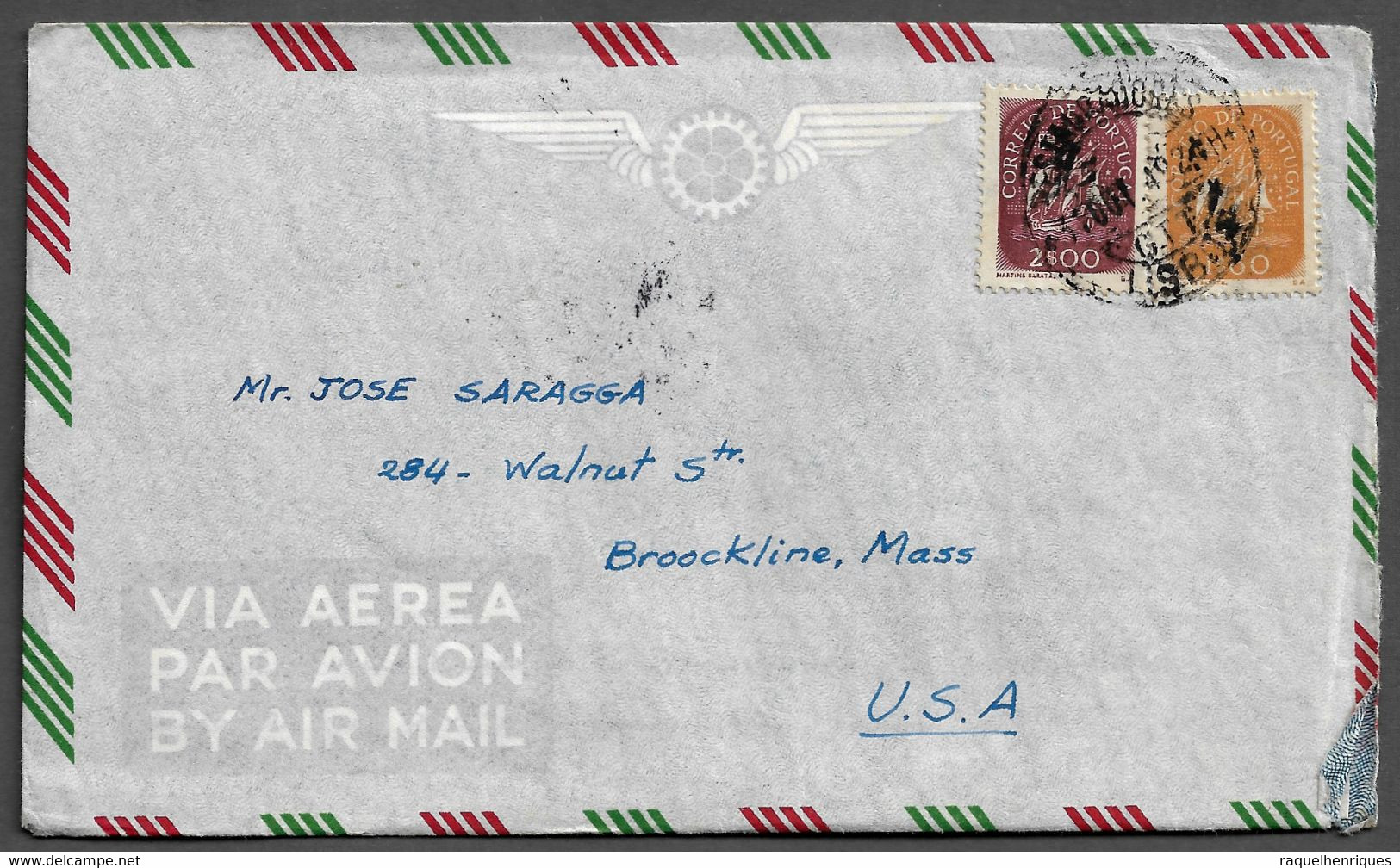 PORTUGAL AIRMAL COVER - 1949 FROM PORTUGAL TO UNITED STATES - CARIMBO LISBOA (PLB#03-08) - Brieven En Documenten