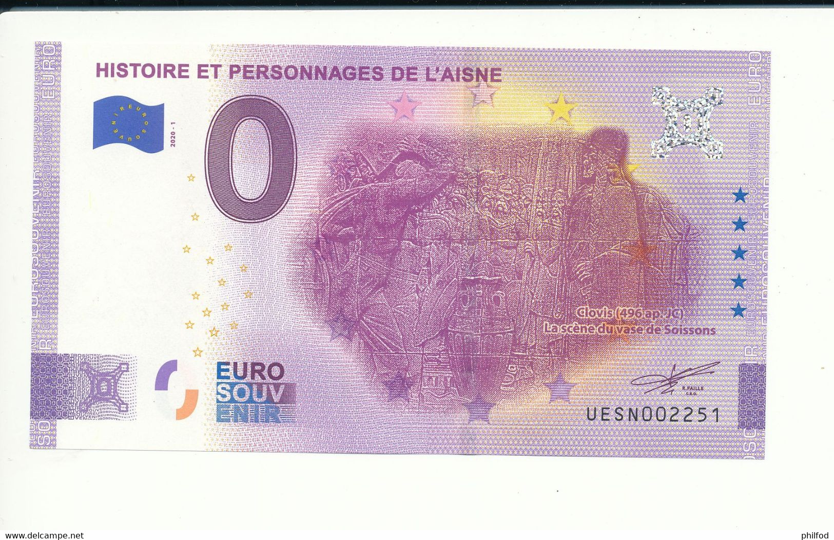 Billet Touristique 0 Euro - HISTOIRE ET PERSONNAGES DE L'AISNE - UESN - 2020-1 - N° 2251 - Autres & Non Classés