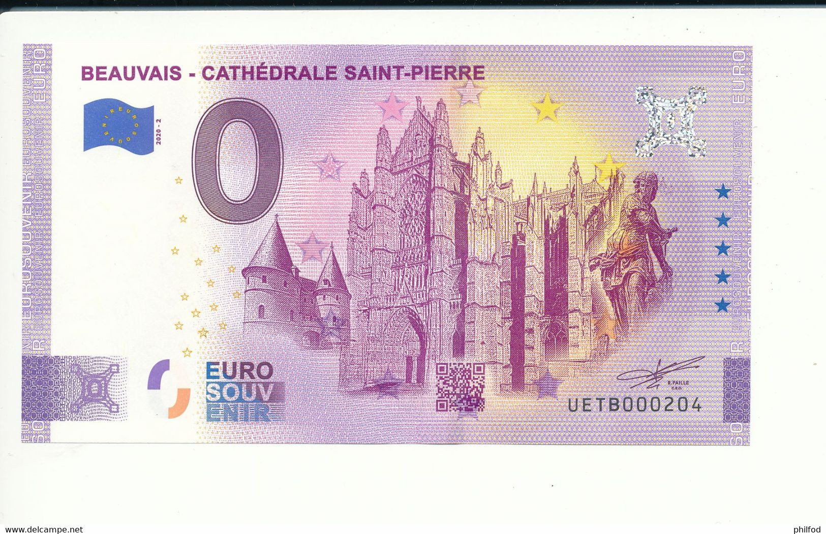 Billet Touristique 0 Euro - BEAUVAIS - CATHÉDRALE SAINT-PIERRE - UETB - 2020-2 - N° 204 - Autres & Non Classés
