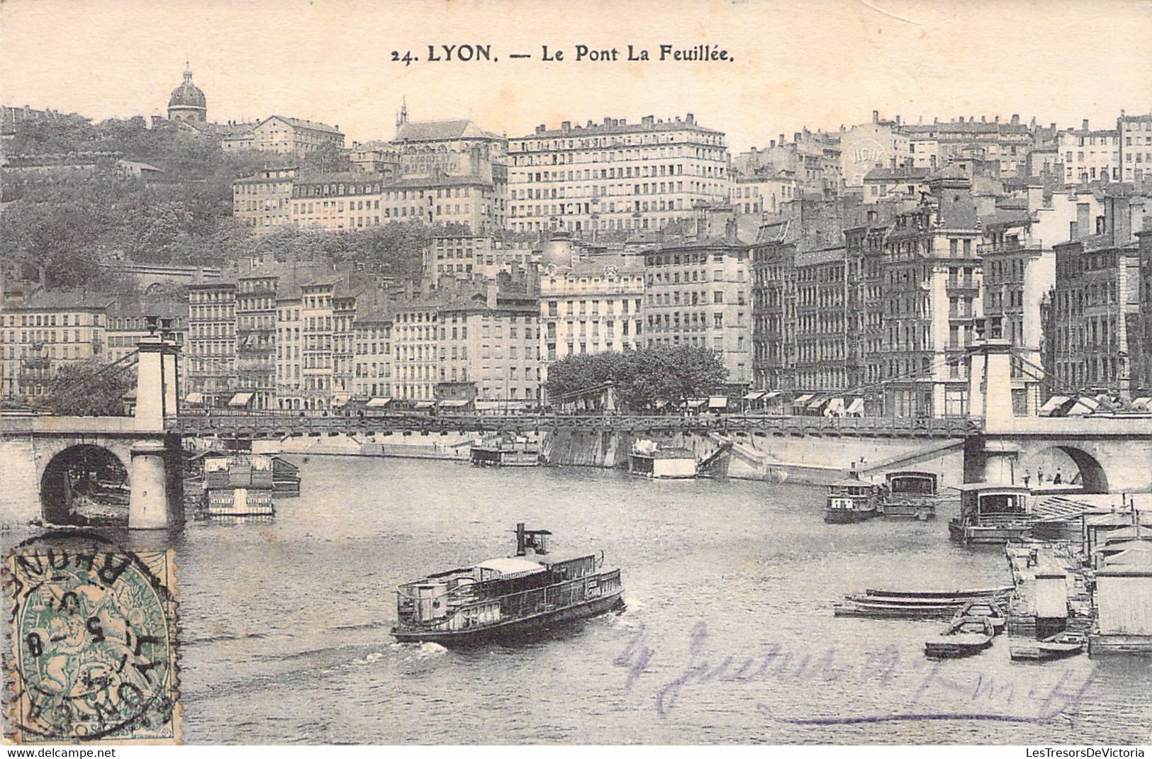 FRANCE - 69 - LYON - Le Pont La Feuillée - Bateau - Carte Postale Ancienne - Autres & Non Classés