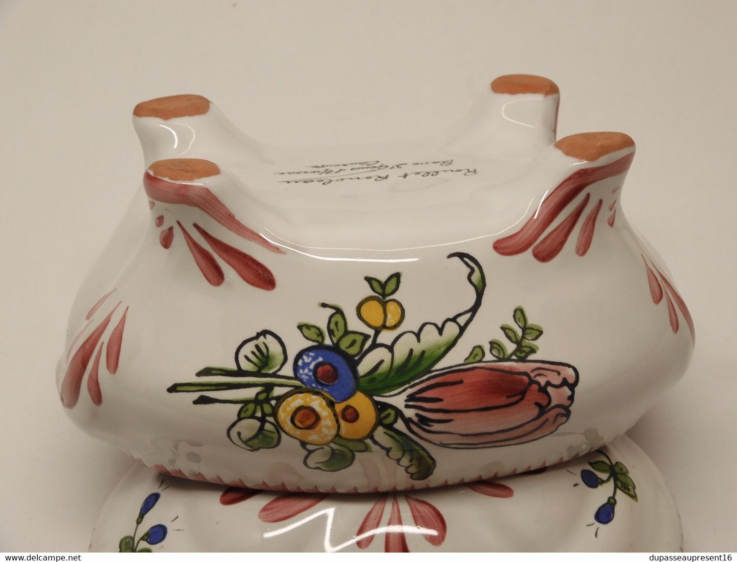 *JOLIE ANCIENNE BONBONNIERE POT COUVERT CERAMIQUE ROULLET RENOLEAU DECO XXe   E