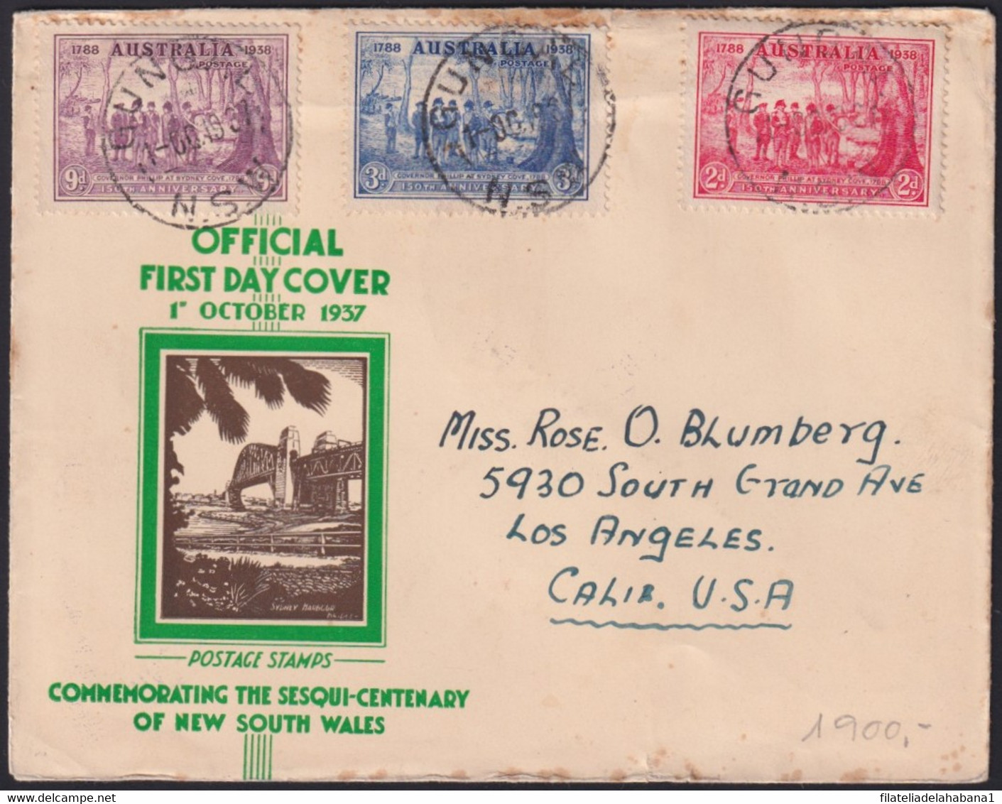 F-EX35353 AUSTRALIA 1937 FDC COVER CENTENARY OF NEW SOUTH WALES TO USA. - Lettres & Documents