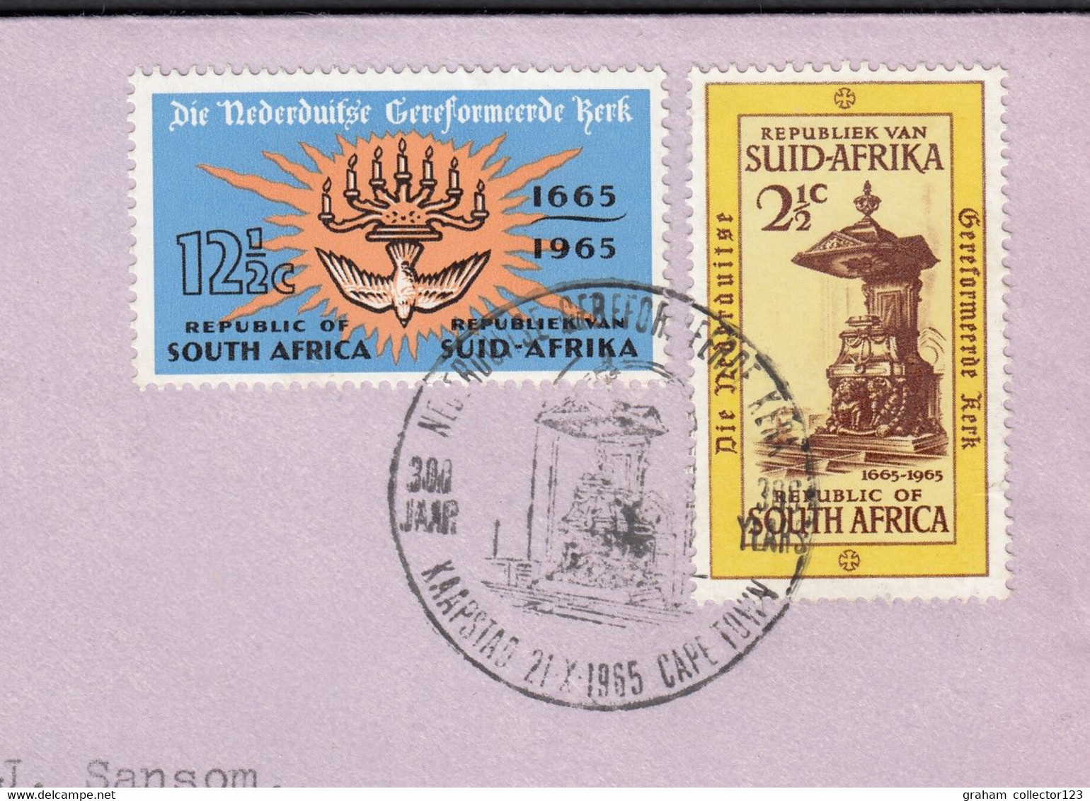 1965 Republic Of South Africa First Day Cover Derde Eeufees Tercentenary 1665-1965 Cape Town Cancel - Briefe U. Dokumente