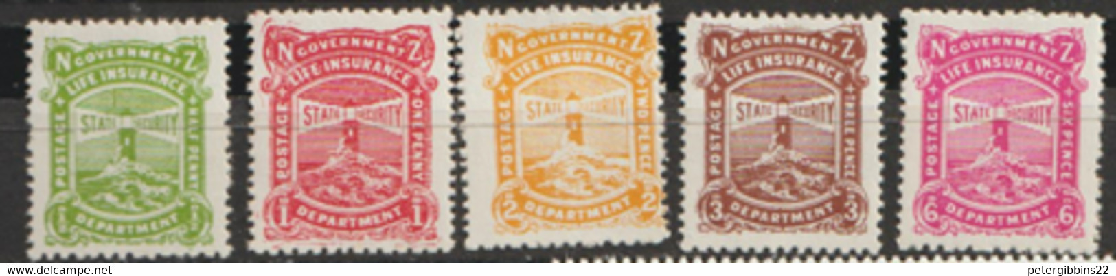 New Zealand   1944  SG L37-41  Life Insurance    Moumted Mint - Unused Stamps