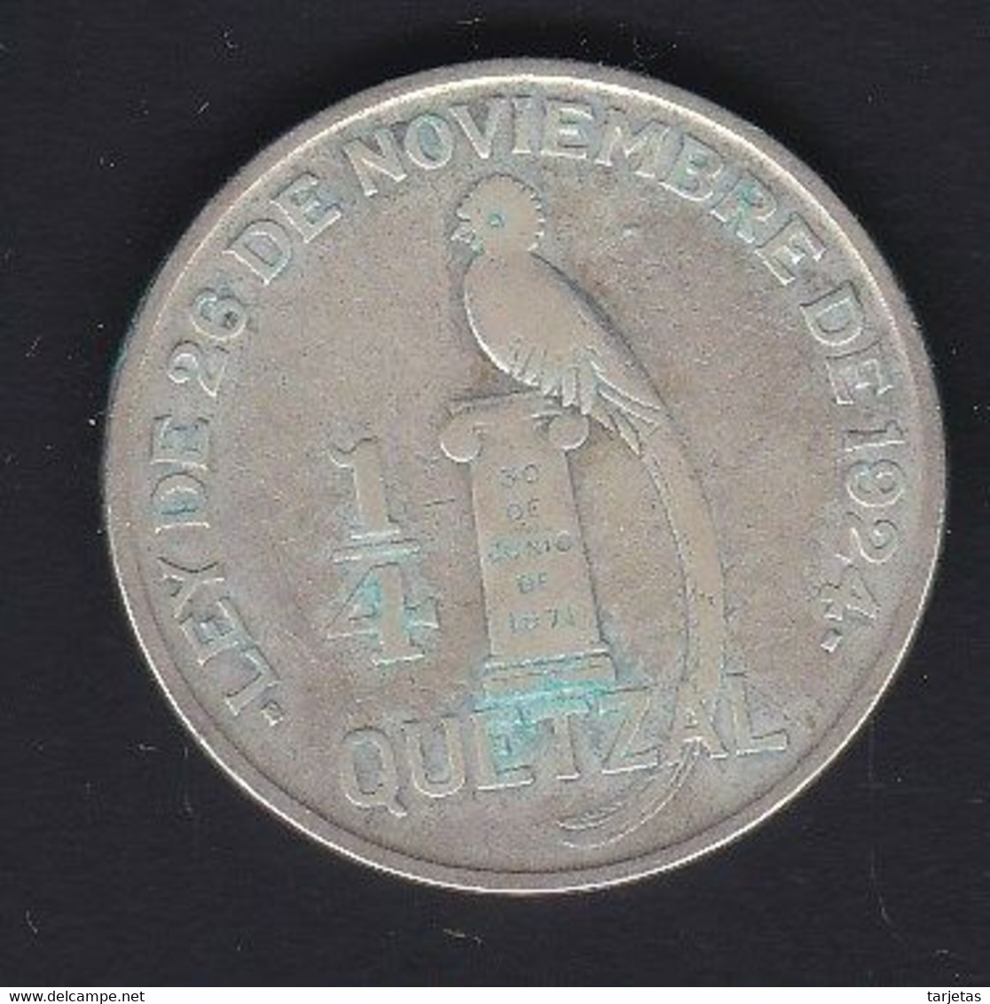 MONEDA DE PLATA DE GUATEMALA DE 1/4 DE QUETZAL DEL AÑO 1926  (COIN) SILVER,ARGENT. - Guatemala