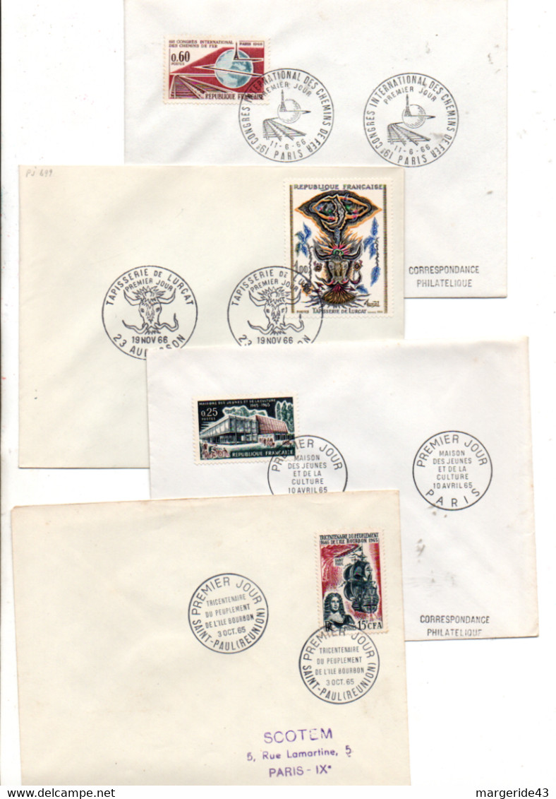 FRANCE LOT DE 43 FDC NON ILLUSTREES DE 1965 A 1967 - Vrac (max 999 Timbres)