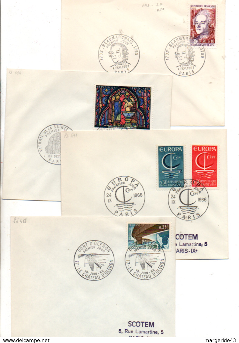 FRANCE LOT DE 43 FDC NON ILLUSTREES DE 1965 A 1967